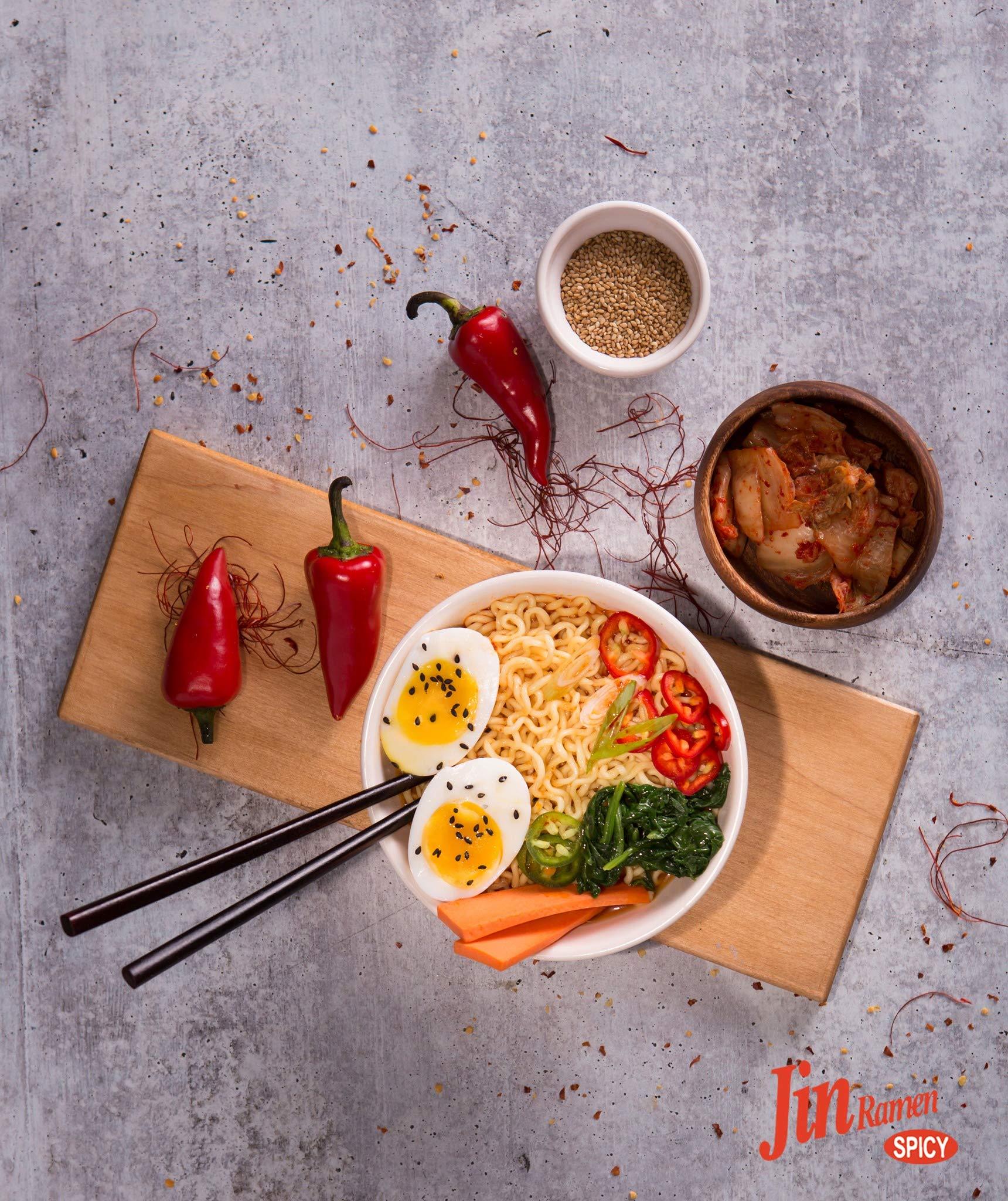 Ottogi OTTOGI Jin Ramen Spicy, Korean Style Instant Noodle, Best Tasting Soup Traditional Instant Ramen 4.23oz x 8 Pack