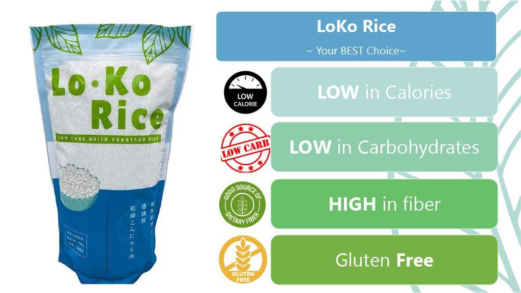 Blue pacific Konjac rice,shirataki rice,Low Calorie,Keto Friendly,LO KO RICE, Healthy, Low-Carb,Holiday Gifts, Sushi,Healthy Diet,californiaroll 35.27oz(1Kg)2bag(2kg)