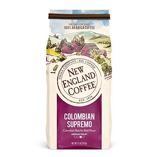 New England Coffee New England Coffee Colombian Supremo, Medium Roast Ground Coffee, 11 Ounce (1 Count) Bag