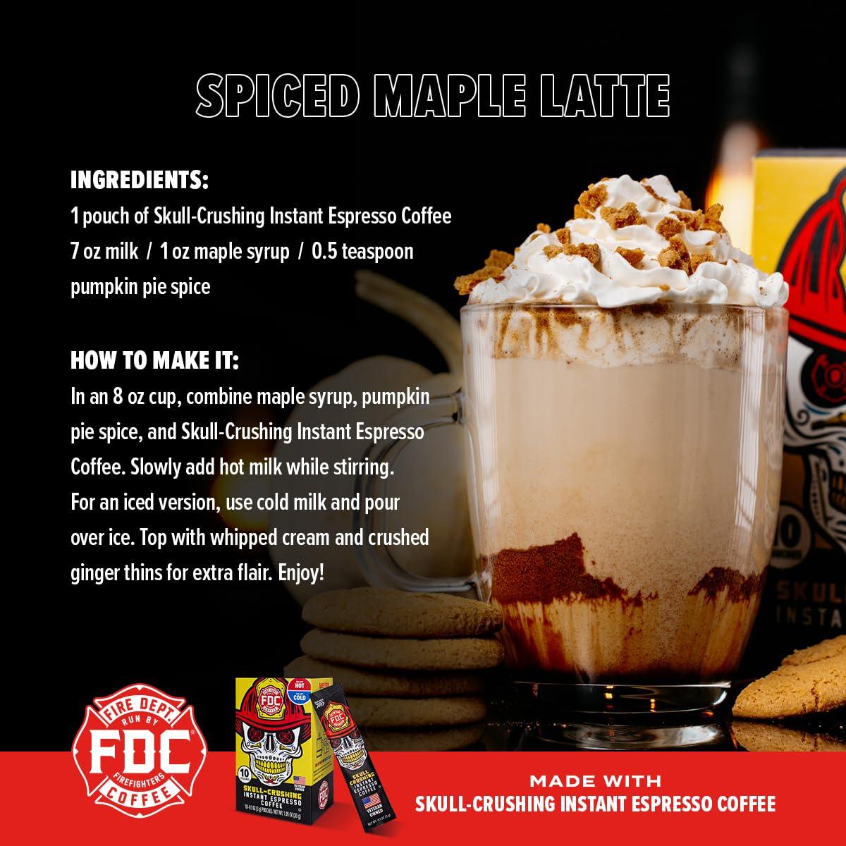 Fire Department Coffee Fire Department Coffee - Skull Crushing Instant Espresso Coffee - Instant Coffee Packets Single Serve - Gives Back to Firefighters - Veteran Owned - Enjoy Hot or Cold (Pack of 10)