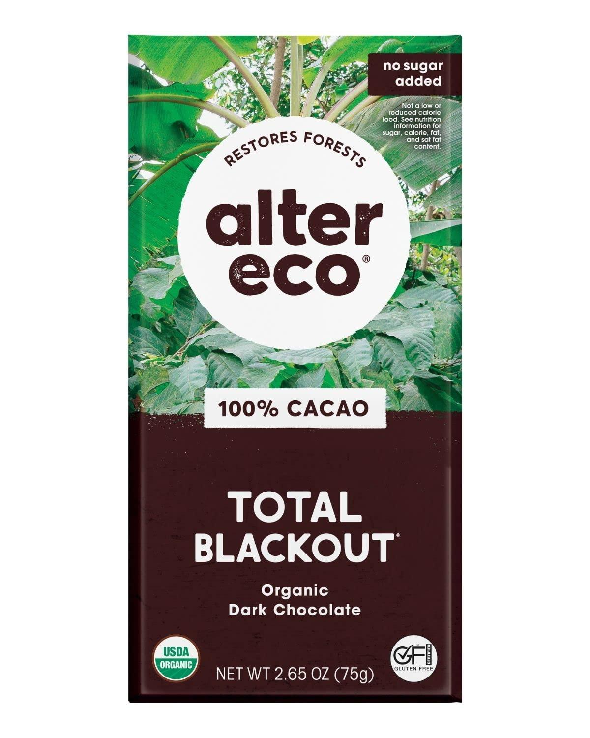 Alter Eco Alter Eco | Dark Chocolate Bars | Pure Dark Cocoa, Fair Trade, Organic, Non-GMO, Gluten Free (Total Blackout)