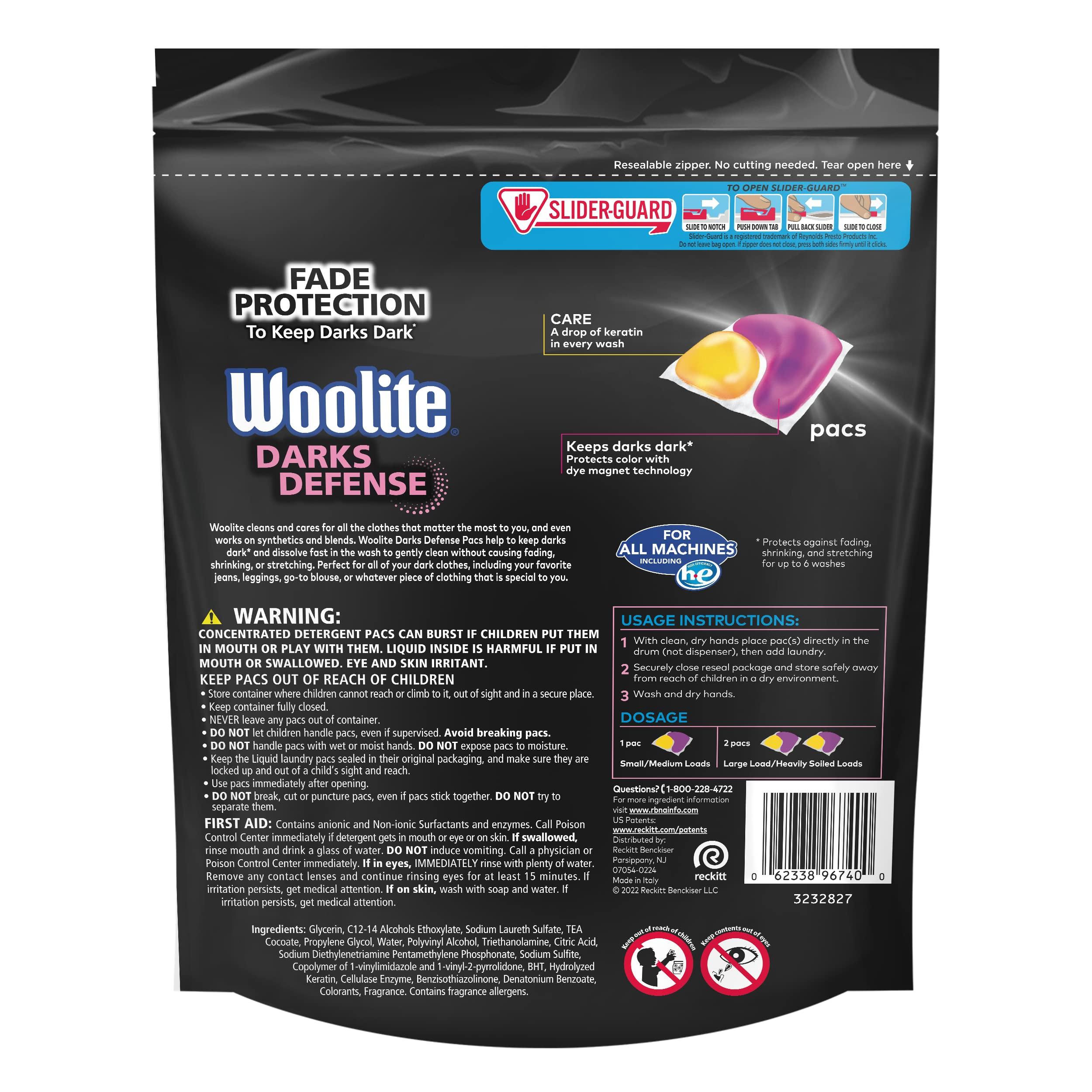 Woolite Woolite Darks Pacs, Laundry Detergent Pacs, 30 Count, for Standard and HE Washers, detergent for black clothes, black dark detergent