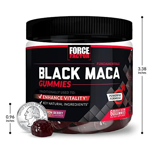 Force Factor Force Factor Black Maca Gummies, 3-Pack, Black Maca Root to Enhance Male Vitality, Increase Energy & Strength, with BioPerine for Superior Absorption, Delicious Passion Berry Flavor, 180 Gummies