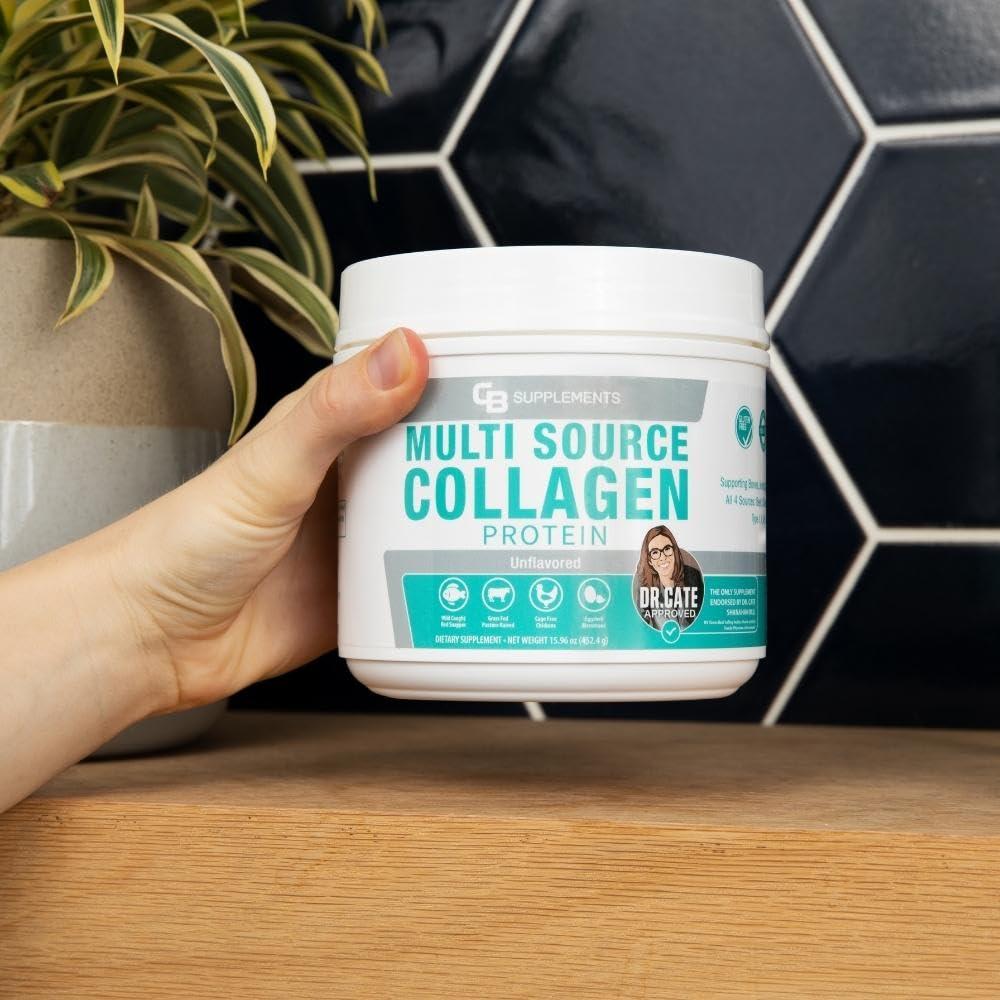 CB Supplements CB Supplements Unflavored Multi Collagen Protein Powder - Hydrolyzed Bovine Collagen Peptides, Albumen Protein, Hydrolyzed Marine Collagen Peptides