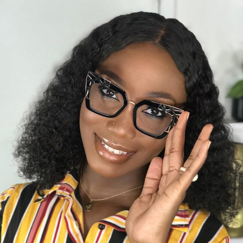 VOOGLAM VOOGLAM Square Blue Light Blocking Glasses Black Fashion Fake Glasses Frame for Women