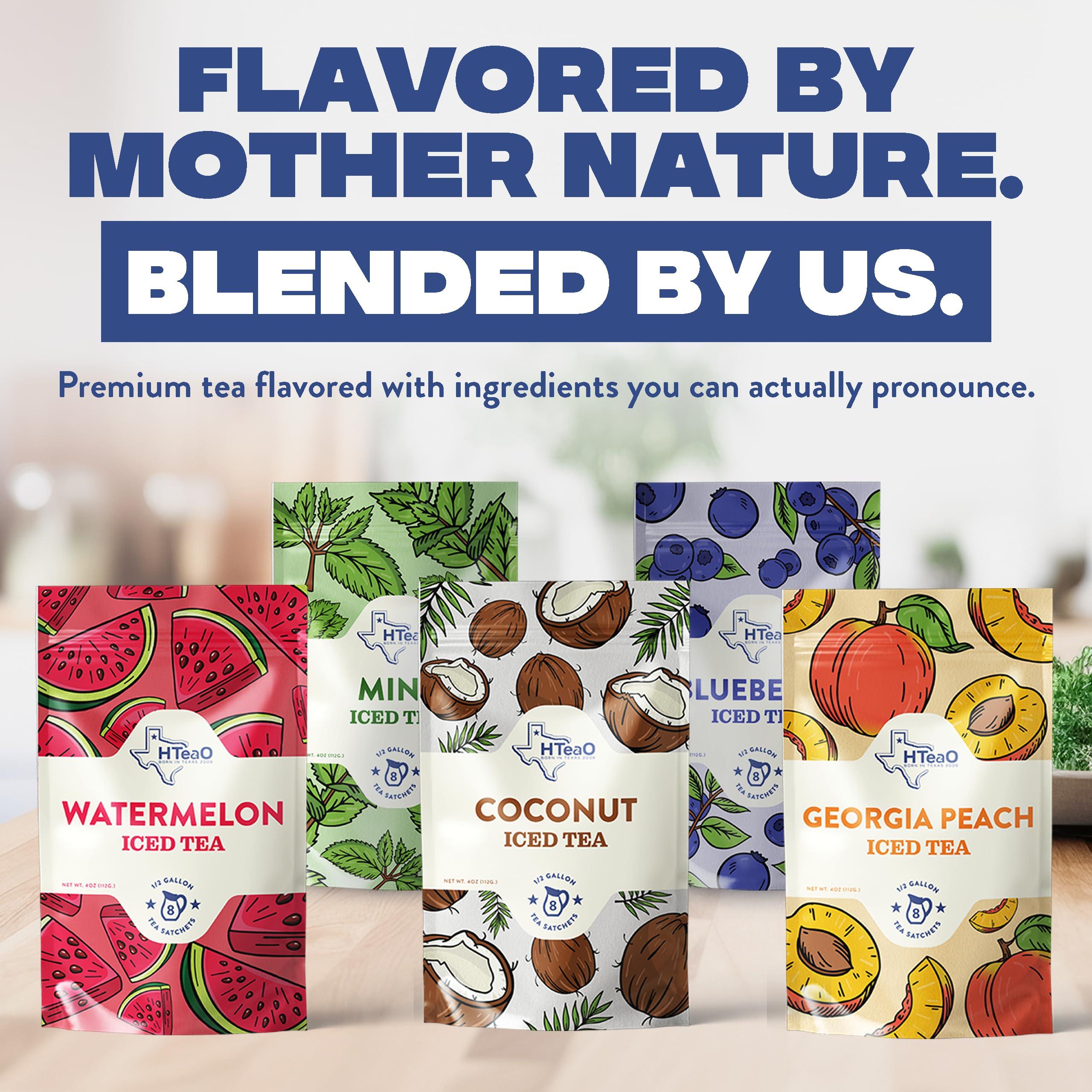 HTEAO HTeaO Mint Black Tea Mix and HTeaO Blueberry Green Tea Mix Bundle (8 Sachet Bags)