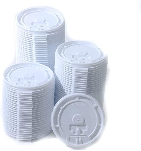 VeZee VeZee Disposable Plastic Flat Tear-Back with pinhole design Lids for White Hot Cup suitable for hot cups sized 10 oz., 16 oz & 24 oz.|150CT