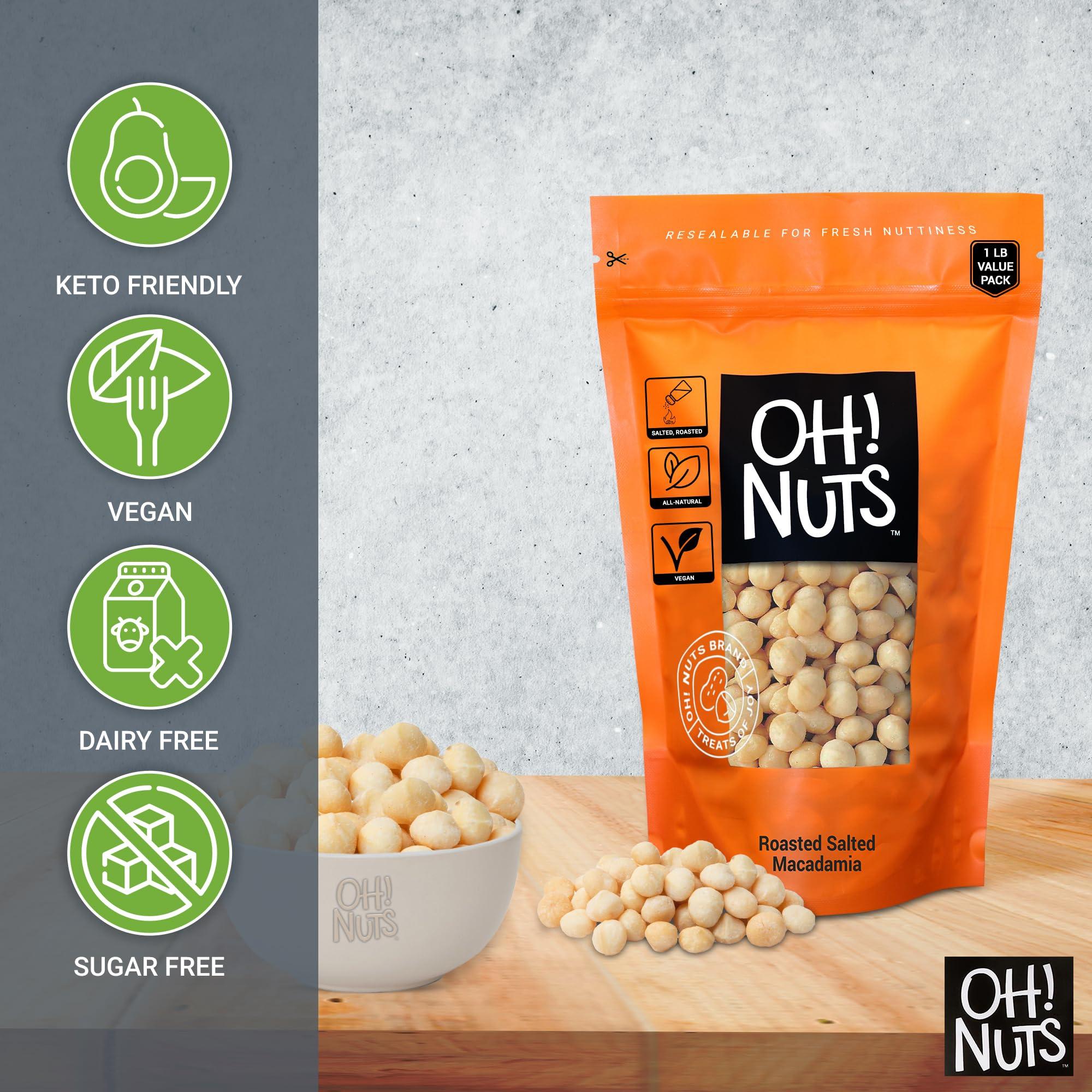 Oh! Nuts Macadamia Nuts | 1 lb | Roasted Salted Macadamia Nuts | Packed in New York Zip-Seal Bag for Exceptional Freshness by Oh Nuts