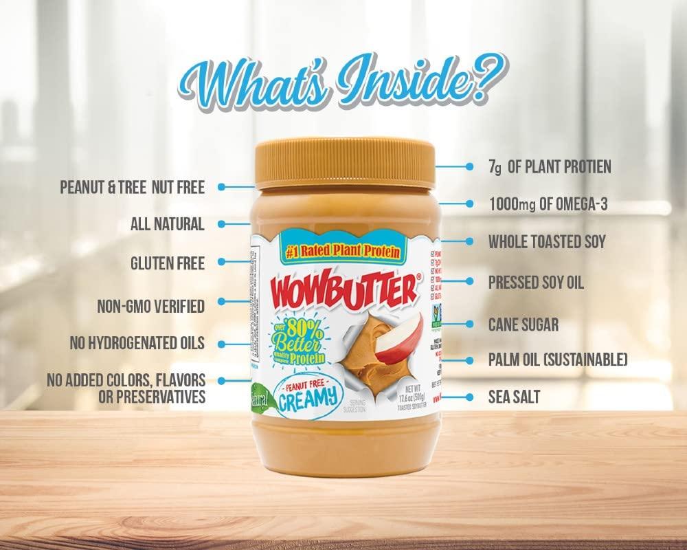 WOWBUTTER WOWBUTTER Natural Peanut Free Creamy 1.1lb Jar, (Pack of 4)