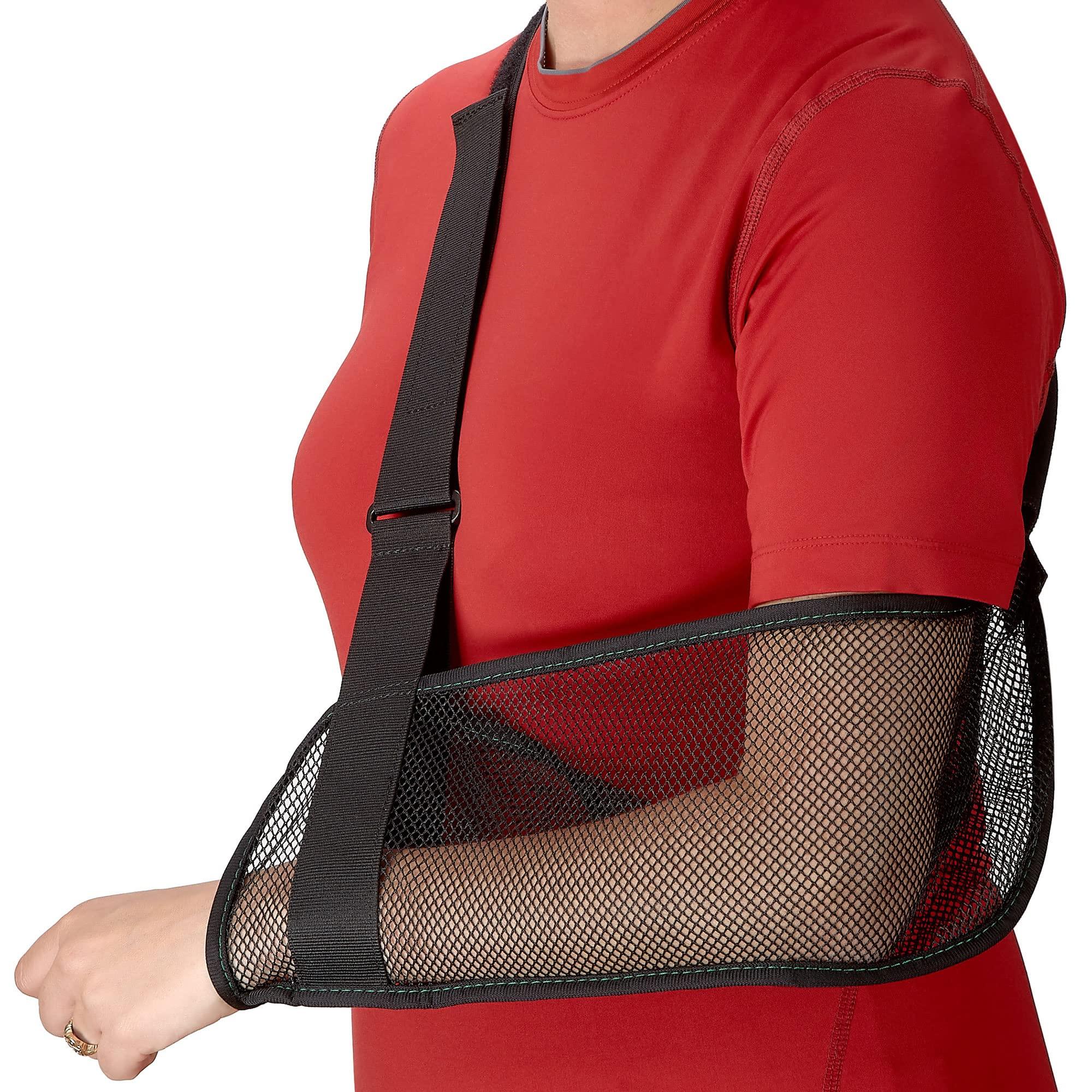 MEDca Mesh Arm Shoulder Sling - Shoulder Immobilizer for Shower - Adjustable Arm Brace Support for Rotator Cuff, Elbow and Other Injury Right/Left & Splint Elevation Support for Men and Women