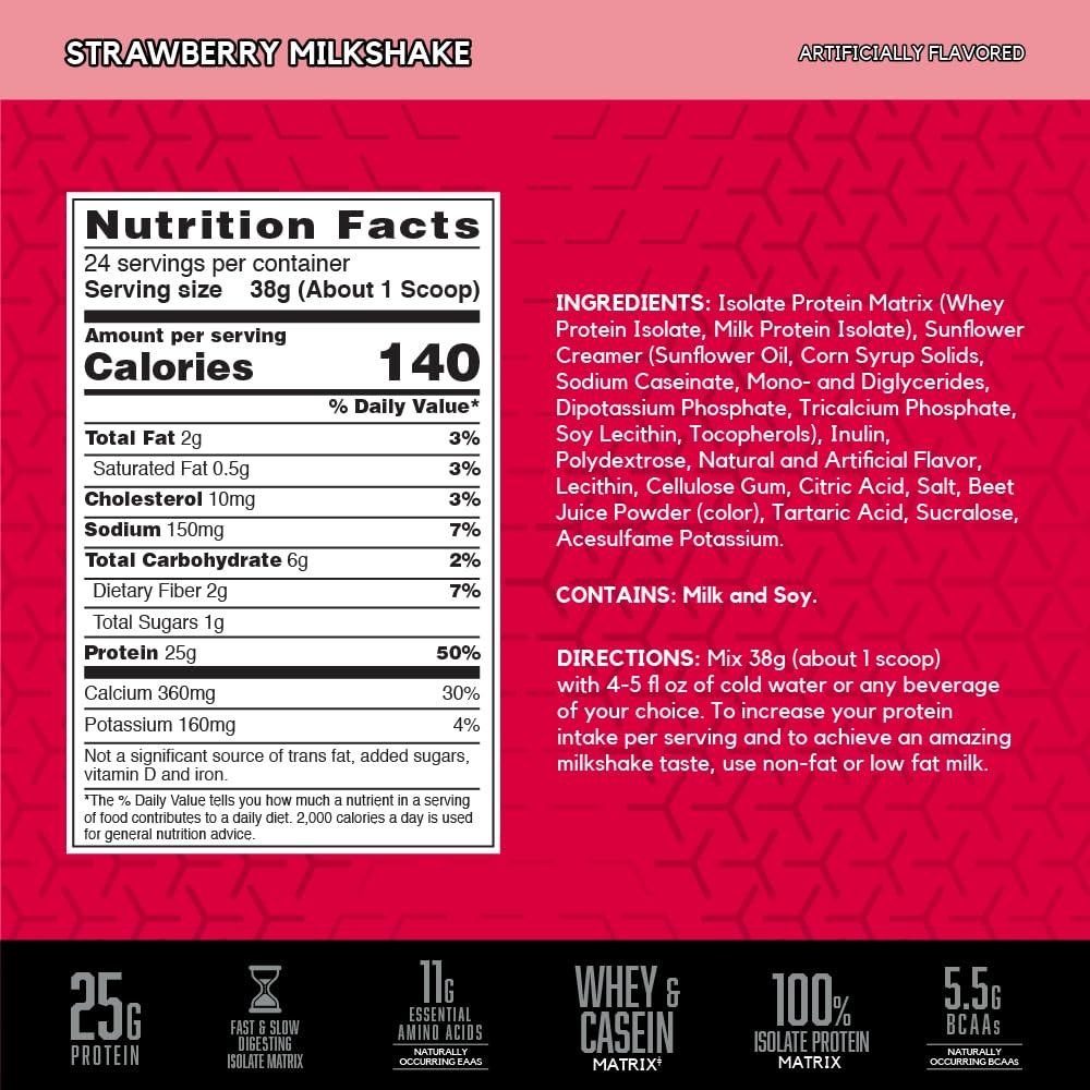 BSN BSN SYNTHA-6 Isolate Protein Powder, Strawberry Protein Powder with Whey Protein Isolate, Milk Protein Isolate, Flavor: Strawberry Milkshake, 24 Servings (Packaging May Vary)