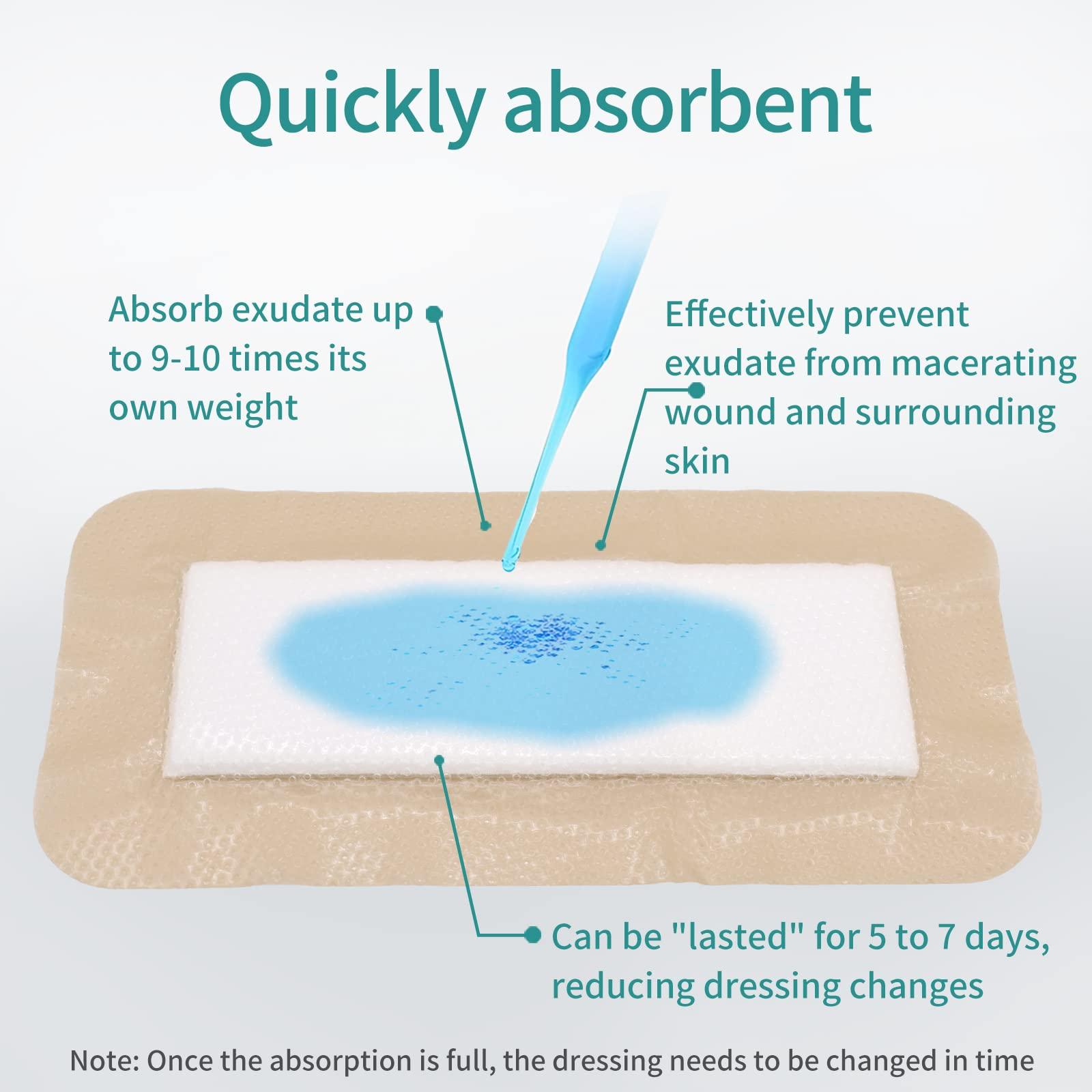 Dimora Dimora Silicone Foam Dressing with Border Adhesive 4\"x8\" 5Pack + 3\"x3\" 10Pack