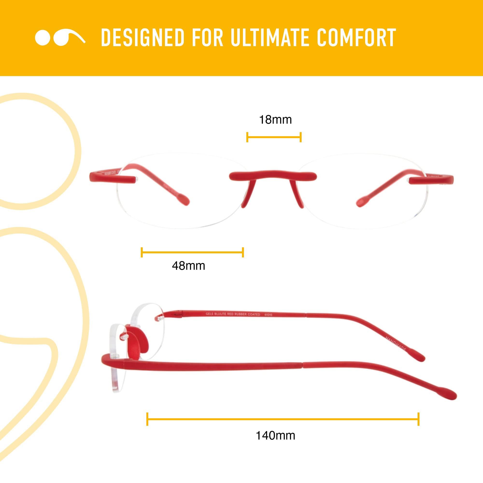 Scojo New York Scojo New York Gels Original Blue Light Reading Glasses | 1.5x BLUE RUBBER COATED | Readers for Men & Women | Stylish, Scratch-Resistant Lenses