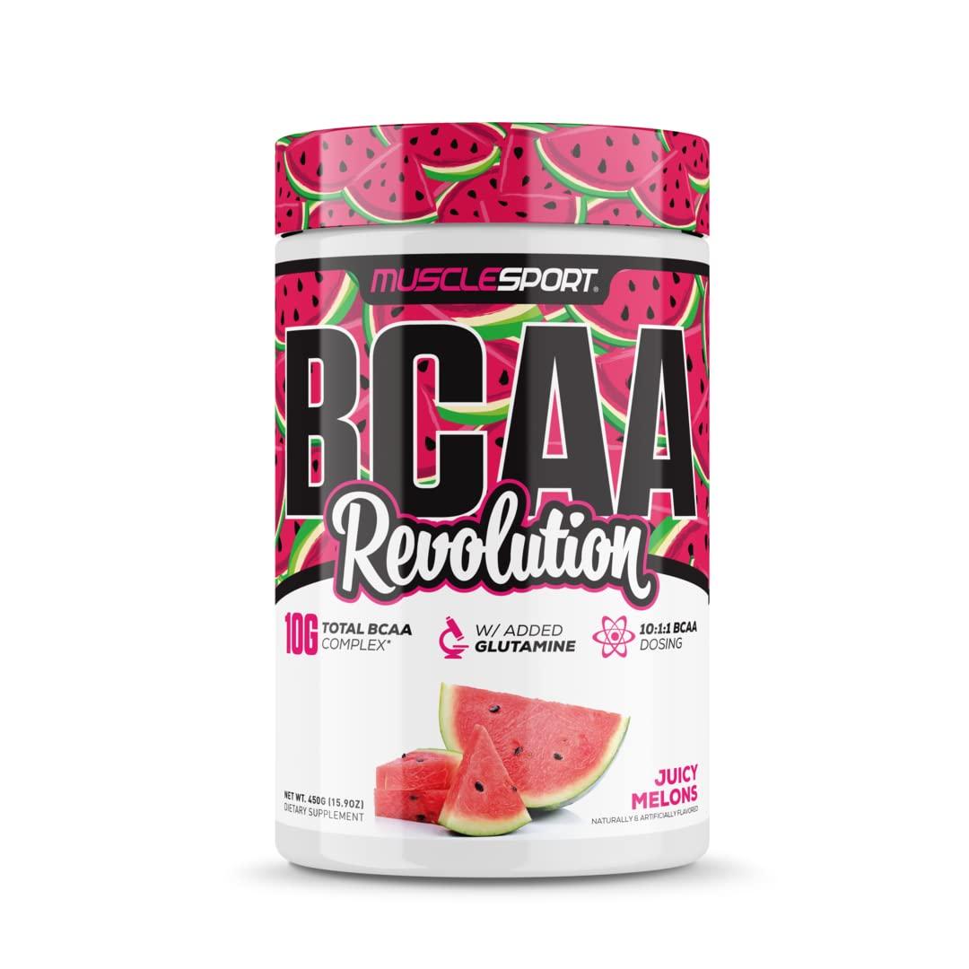 Musclesport MuscleSport BCAA Revolution Amino Acid Powder Supplement for Men & Women - Intra Workout Training Complex - Recovery Supplement (Juicy Melons, 30 Servings)