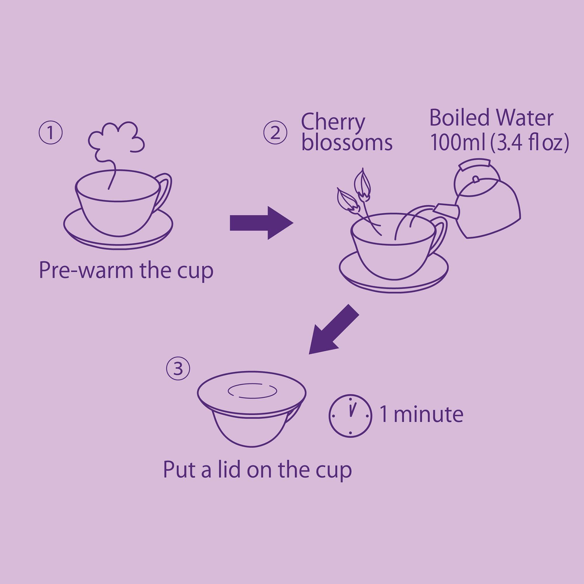 Tea Boutique Sweet Sakura_Tea, Blooming Sakura Flower Tea, Freshly-nipped cherry blossoms, 4 Sachets