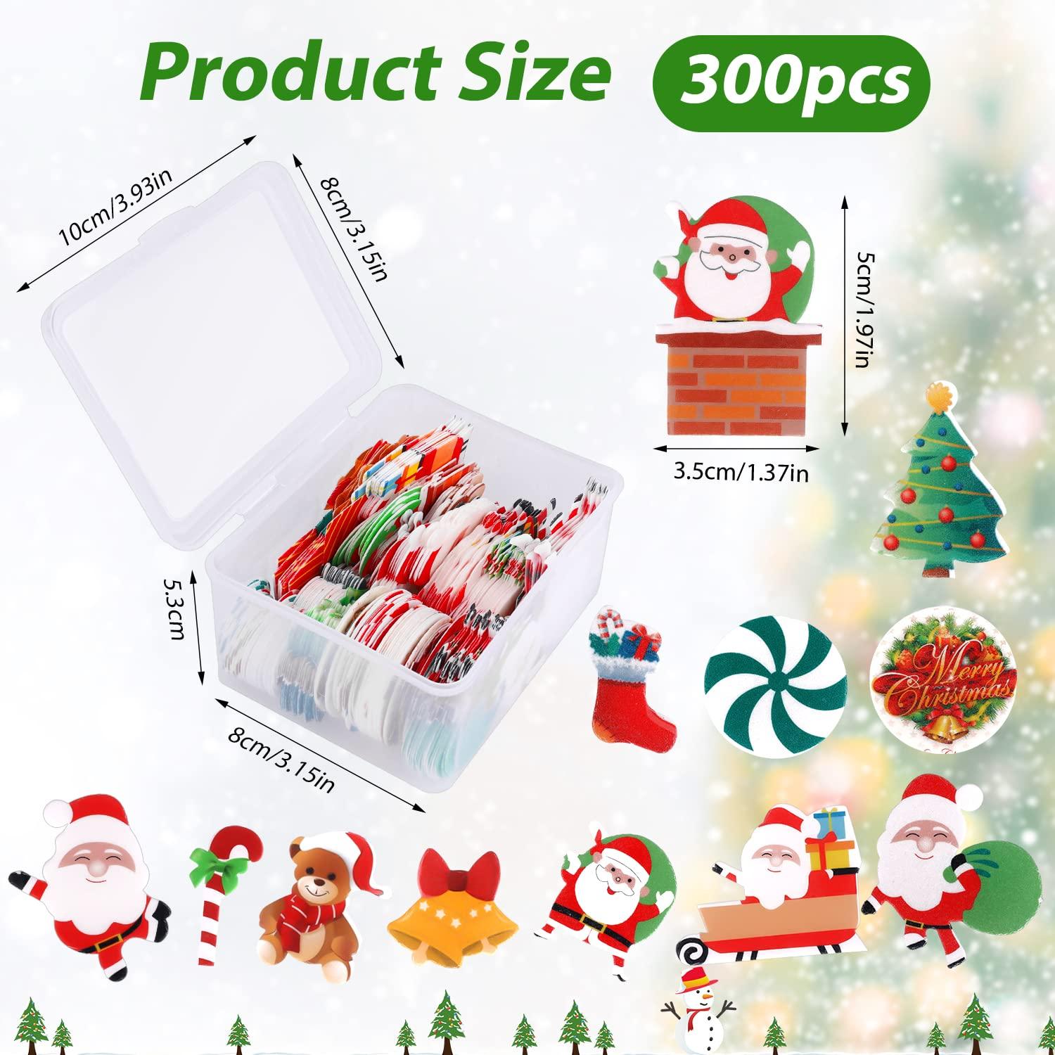 TOYMIS 300pcs Edible Christmas Cake Decorations, Edible Wafer Paper Christmas Cupcake Decorations Edible Christmas Cake Toppers for Xmas Festival birthday Party Food Decor