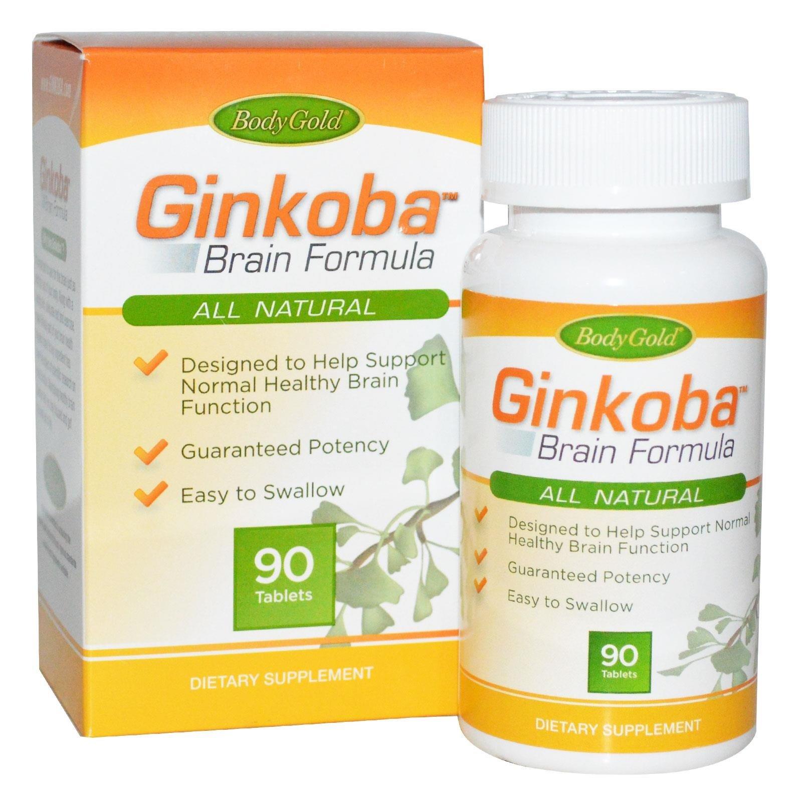 PACK OF 6 Body Gold Ginkoba Brain Formula 90 Tablets Per Bottle (6 Pack)