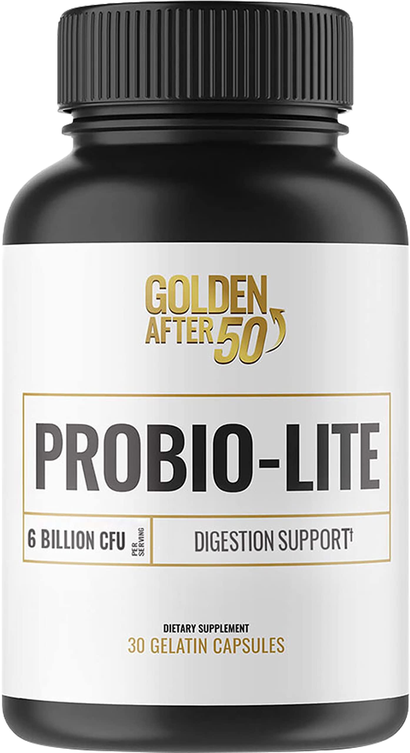 Golden After 50 Golden After 50 Probio-Lite - for Gut Health and Digestion Support - Probiotics for Men and Women - 30 Gelatin Capsules - Probiotics for Occasional Heartburn, Gas, Indigestion
