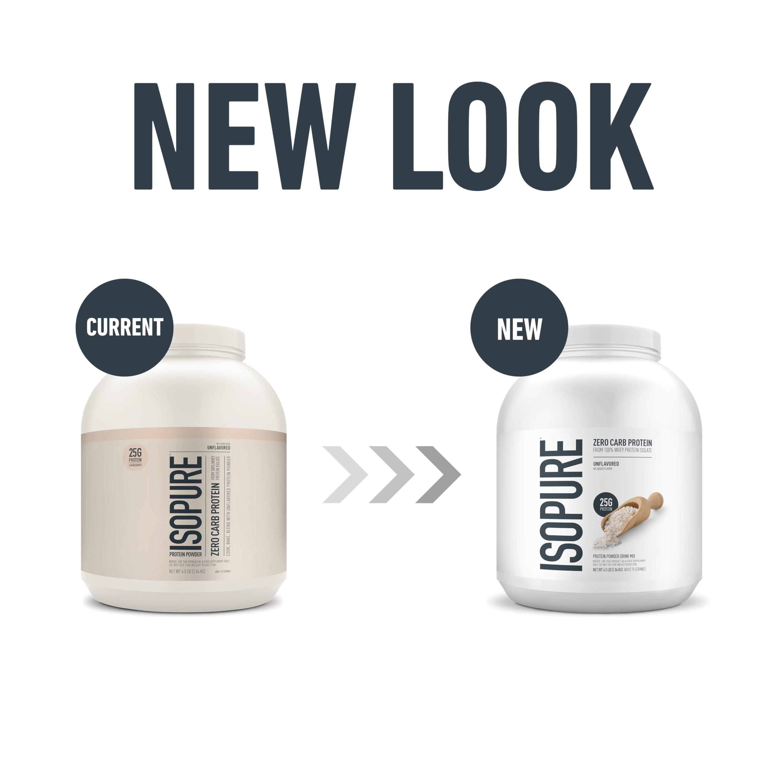 Isopure Isopure Zero Carb 100% Pure Whey Isolate Protein Powder, Lactose Free, Gluten Free, with Vitamins, Unflavored, 25g Protein Per Serving, 4.5 Lbs, 50 Servings