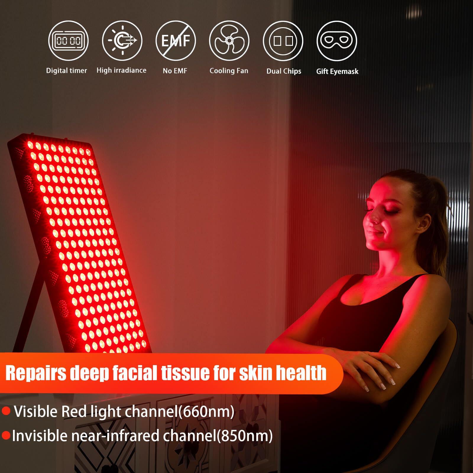 iPlantop Red Light Therapy Device, Red 660nm & Near Infrared 850nm Infrared Light Therapy for Body, Light Therapy Panels for Full Body, 180pcs Dual Chips LEDs for Recovery and Skin Health.