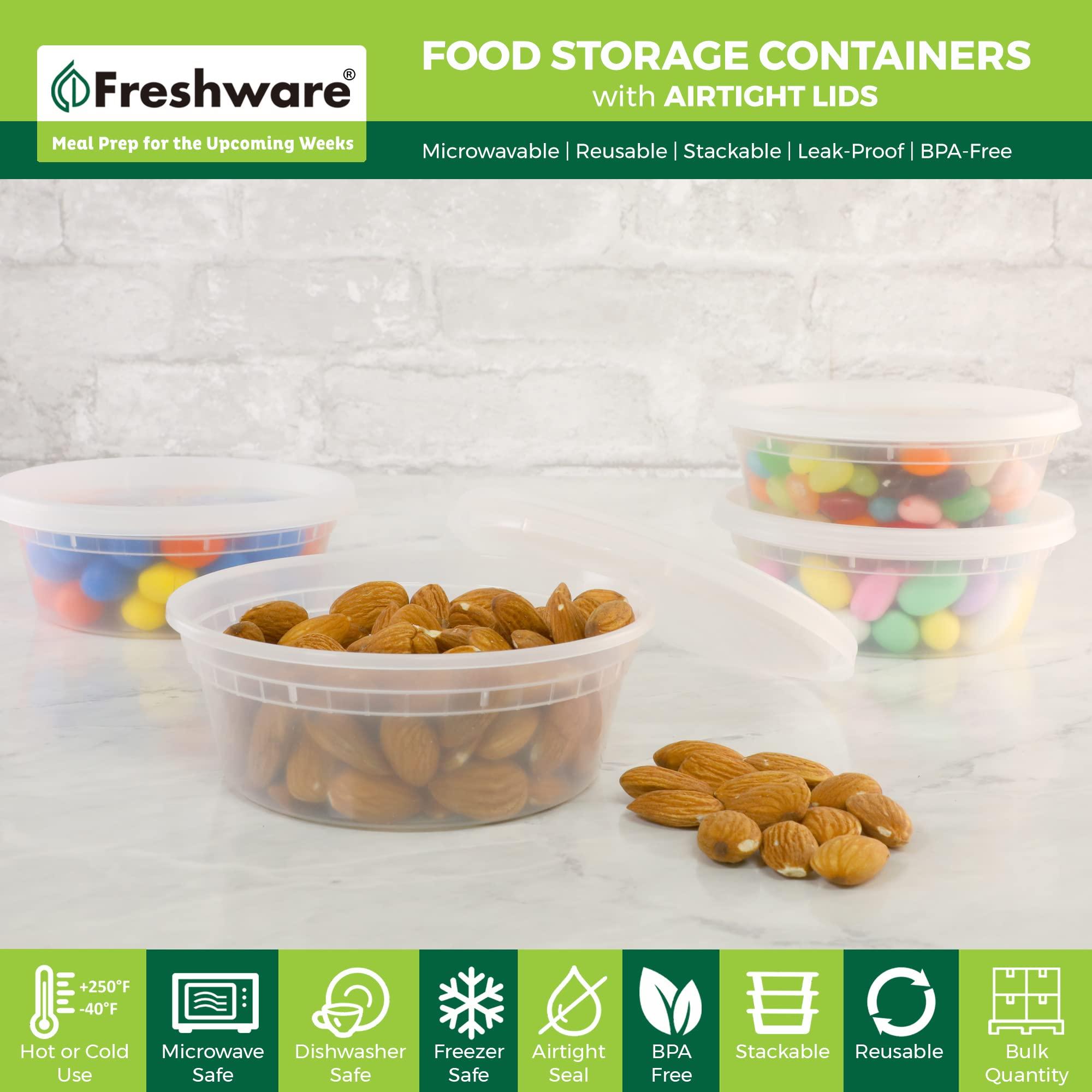 Freshware Freshware 50-Set Food Storage Containers Bundle with 12 oz & 8 oz BPA-Free Deli Containers and Lids | Leakproof | Microwave & Dishwasher Safe