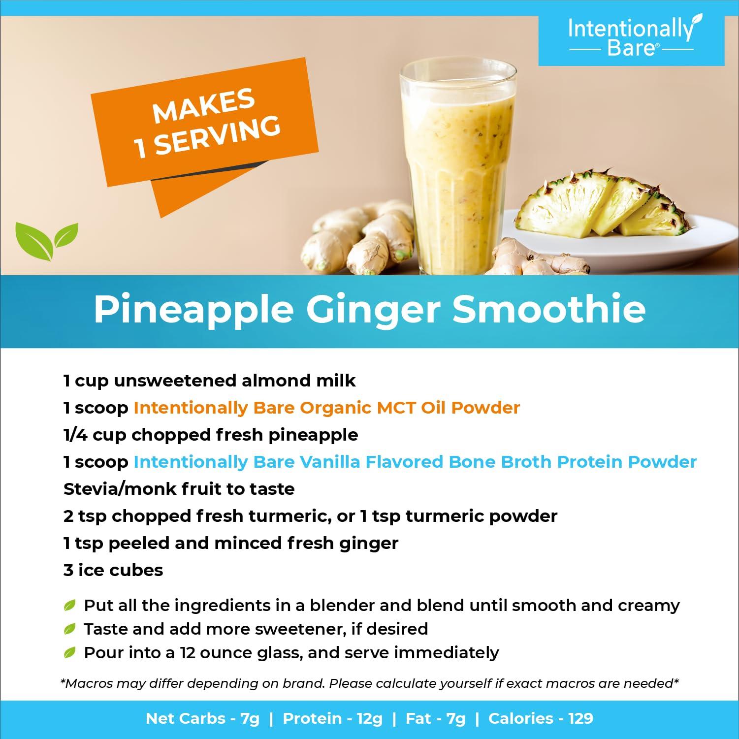 Intentionally Bare Intentionally Bare Bone Broth Organic Protein Powder Vanilla - Grass Fed Vanilla Protein with Collagen Types 1 2 & 3 - Keto Collagen Powder - Vanilla Collagen Powder for Joints & Gut - 20 Servings