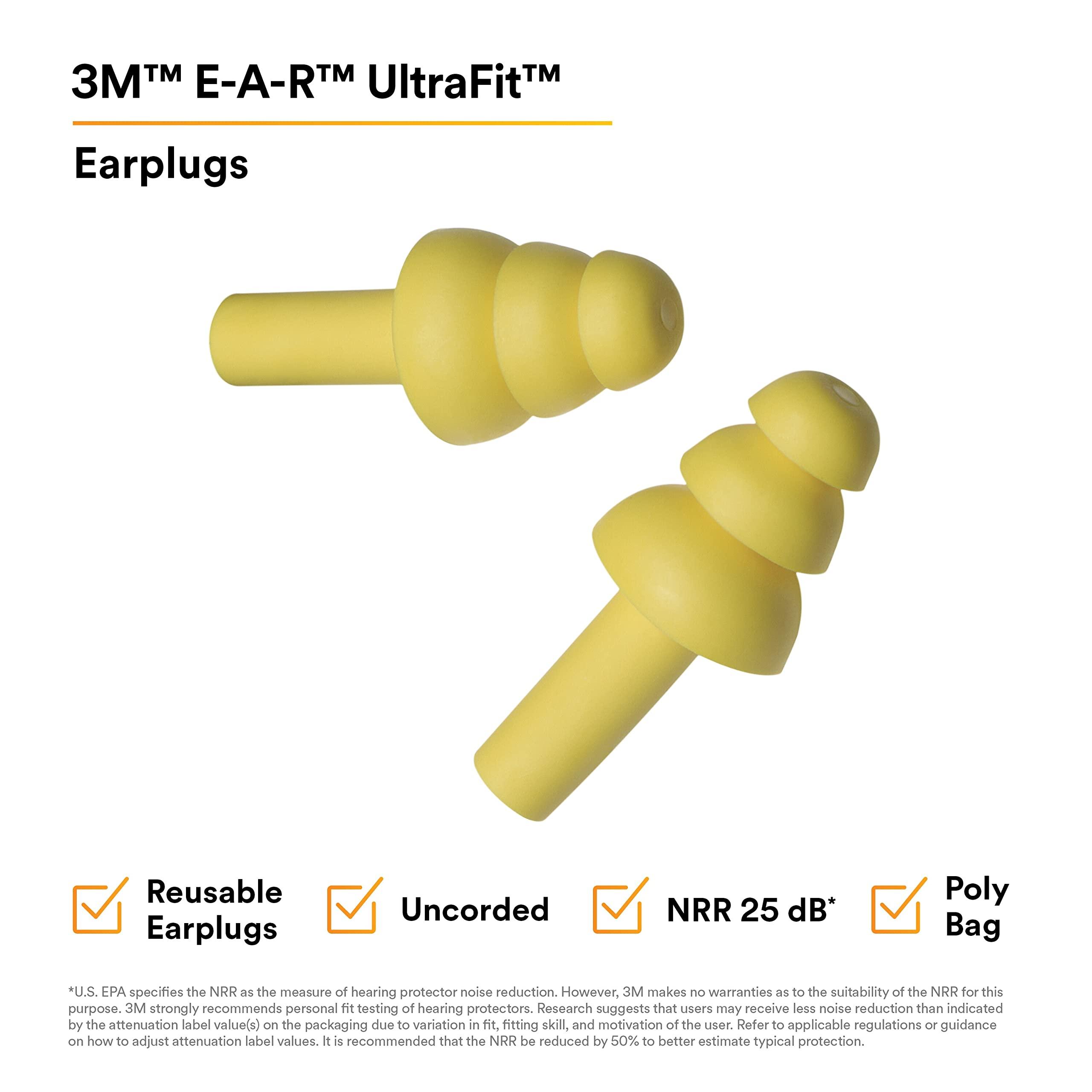 3M 3M EAR Ultrafit Earplugs, 100-Pair, Yellow