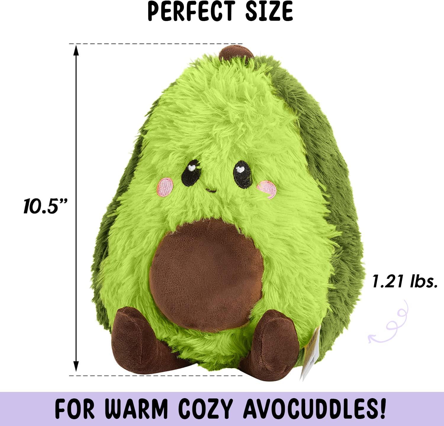 Happy Fuel Avocado Microwavable Unscented Heating Pad for Women and Kids- Cute Soft Cozy Pillow Plush Heatable Warm Stuffed Animals - Kawaii Hot and Cold Plushie Food Toy - Avocado Gifts for Girls and Boys