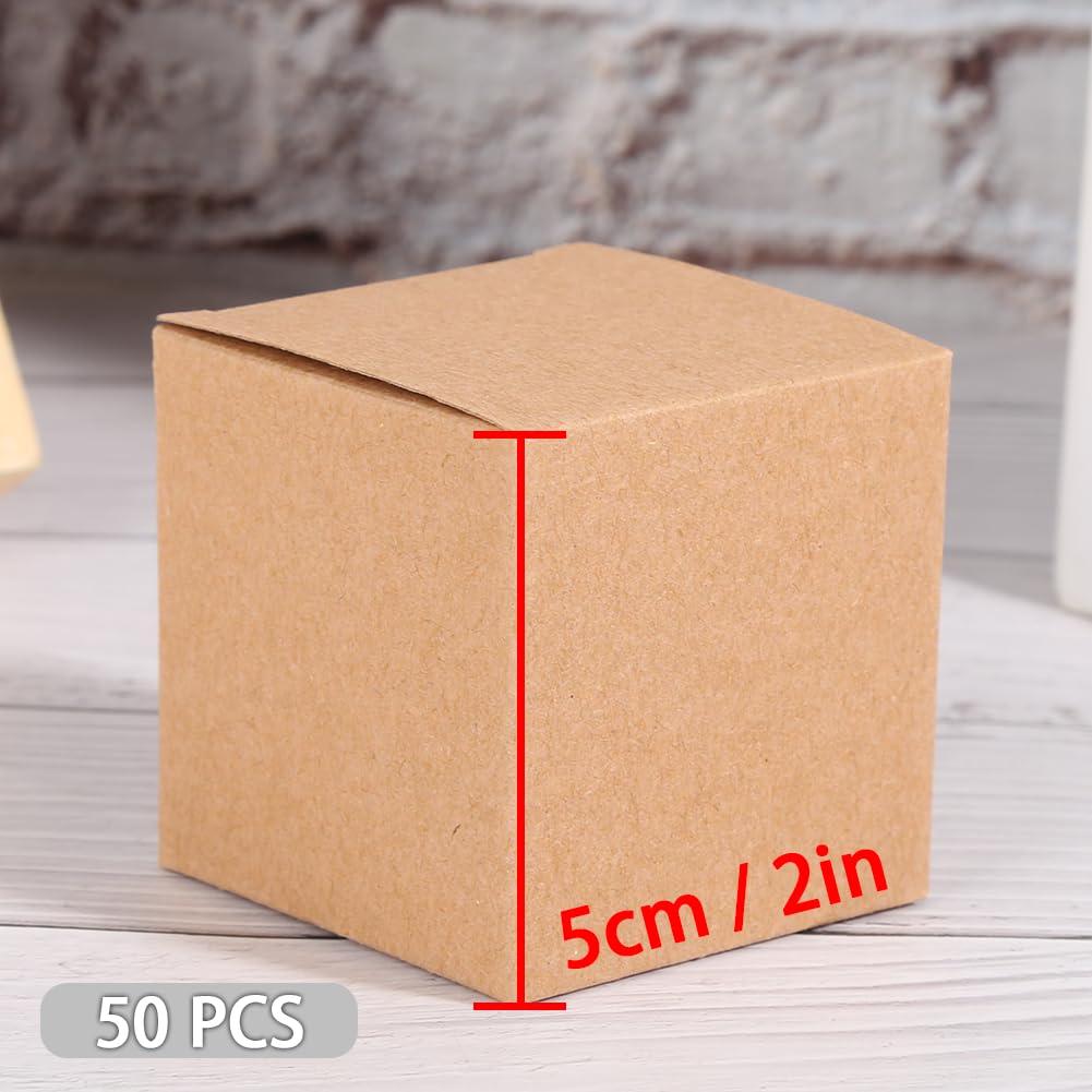 ANKROYU ANKROYU 50 Pcs Square Kraft Paper Folding Box, Brown Cardboard Gift Boxes Easy Assemble for Parties for Parties, Birthdays, Weddings, Brown Kraft Paper Box 5 X 5 X 5 cm