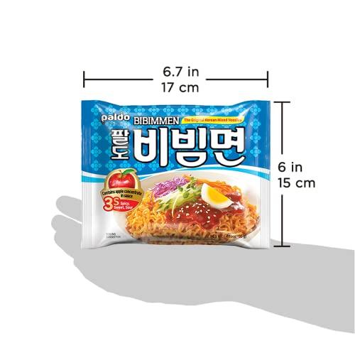 PALDO FUN & YUM Paldo Fun & Yum Bibim Men Instant Cold Noodles, Pack of 10, Brothless Cold Ramen with Sweet & Spicy Seasoning Sauce, Best Oriental Style Korean Ramyun, Soupless K-Food, 130g x 10