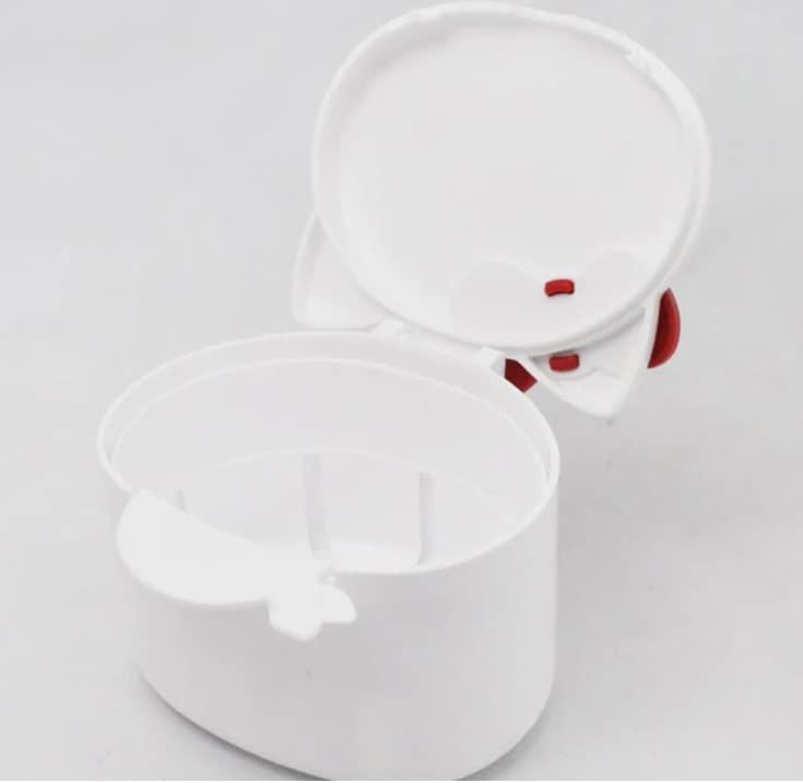 Dentoclear Denture Bath Case Cup Denture Soaking Cup Dental Retainer Case Orthodontic Bath Box Mouthguard Storage Holder Retainer Cleaner Kitty Made in Japan