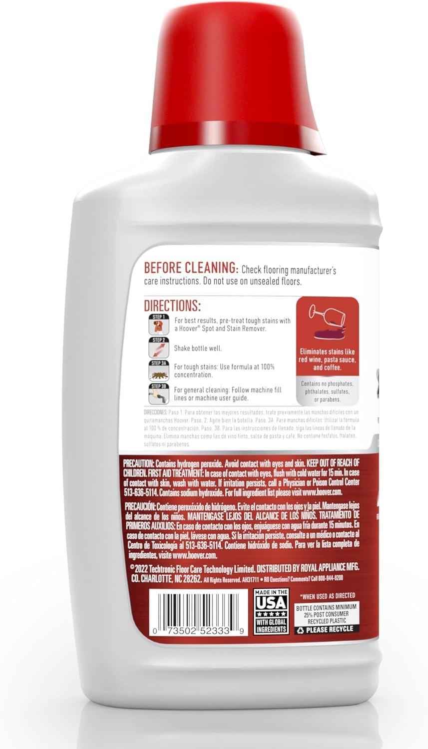 Hoover Hoover 32 oz Oxy Portable Spot Cleaner Solution, for use in Hoover CleanSlate Spot Cleaners, Carpet and Upholstery Cleaner, Remove Tough Colored Stains, Fresh Air Scent, White, AH31711