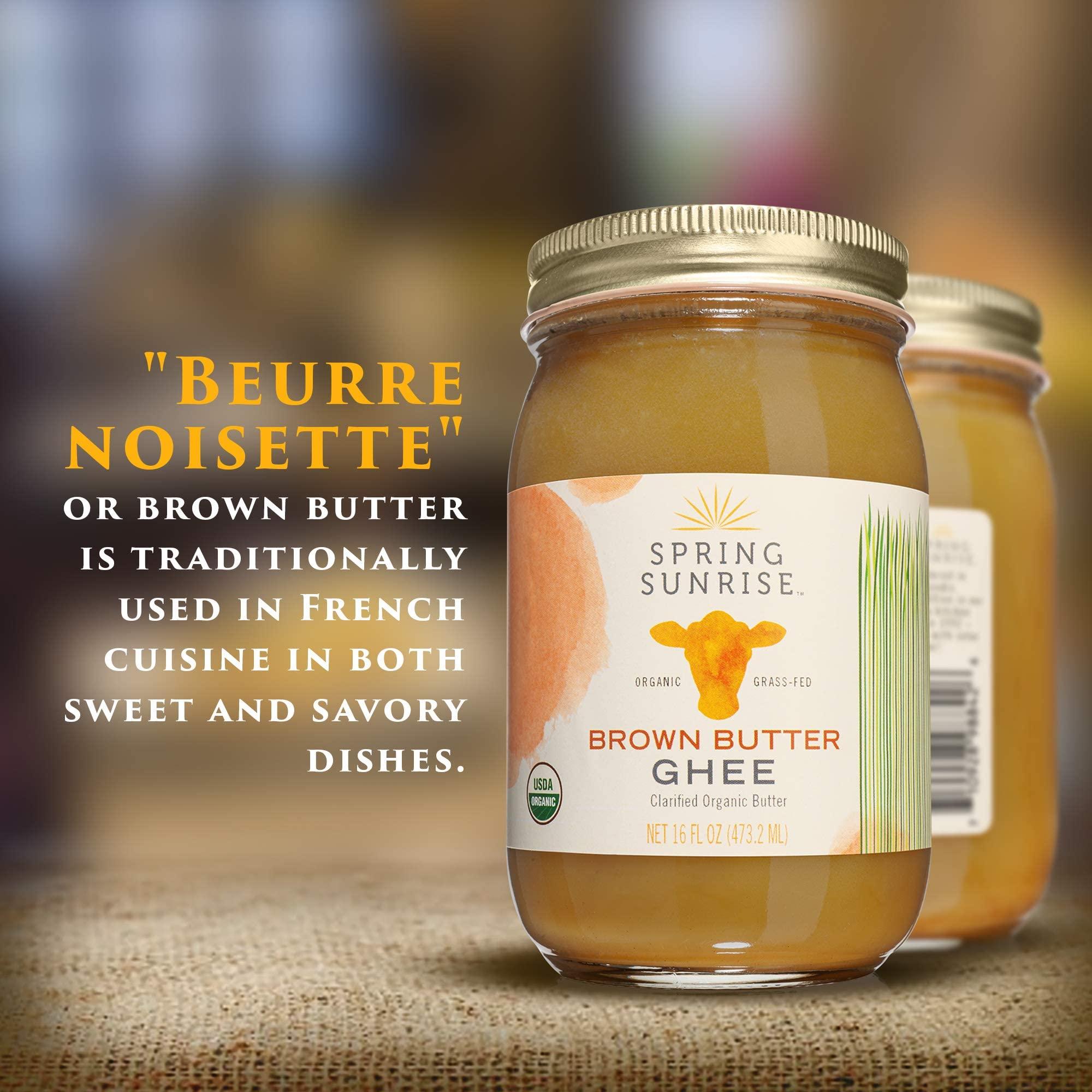 Spring Sunrise Spring Sunrise Brown Butter Ghee - Grass Fed Butter - Ghee Butter Organic Grass Fed - Ghee Clarified Butter - Ghee Butter - Ghee Organic - Grass Fed Ghee - Organic Ghee From Grass-fed Cows