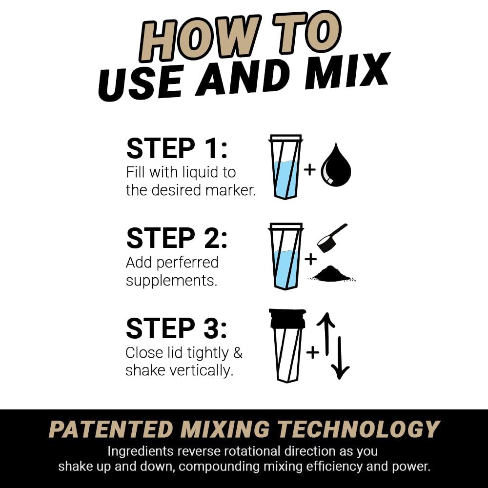 HELIMIX HELIMIX 2.0 Vortex Blender Shaker Bottle Holds upto 28oz | No Blending Ball or Whisk | USA Made | Portable Pre Workout Whey Protein Drink Shaker Cup | Mixes Cocktails Smoothies Shakes | Top Rack Safe