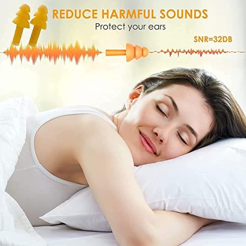 Noinkoti Earplugs for Sleeping Noise Cancelling Reusable Silicone Ear Plugs Suitable for Swimming Travel Snoring Airplanes Study Work Noisy Places8Pairs