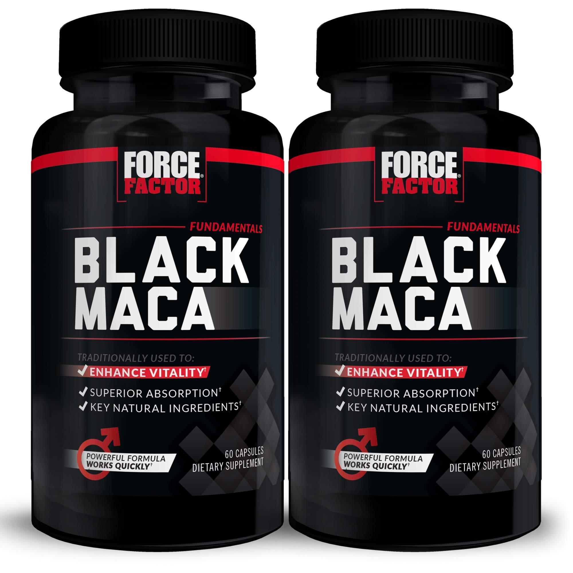 Force Factor FORCE FACTOR Black Maca Root Supplement for Men, 1000mg Maca Negra Extract for Energy, Hormonal Balance & Vitality, Superior Absorption with BioPerine, 120 Capsules, 2-Pack