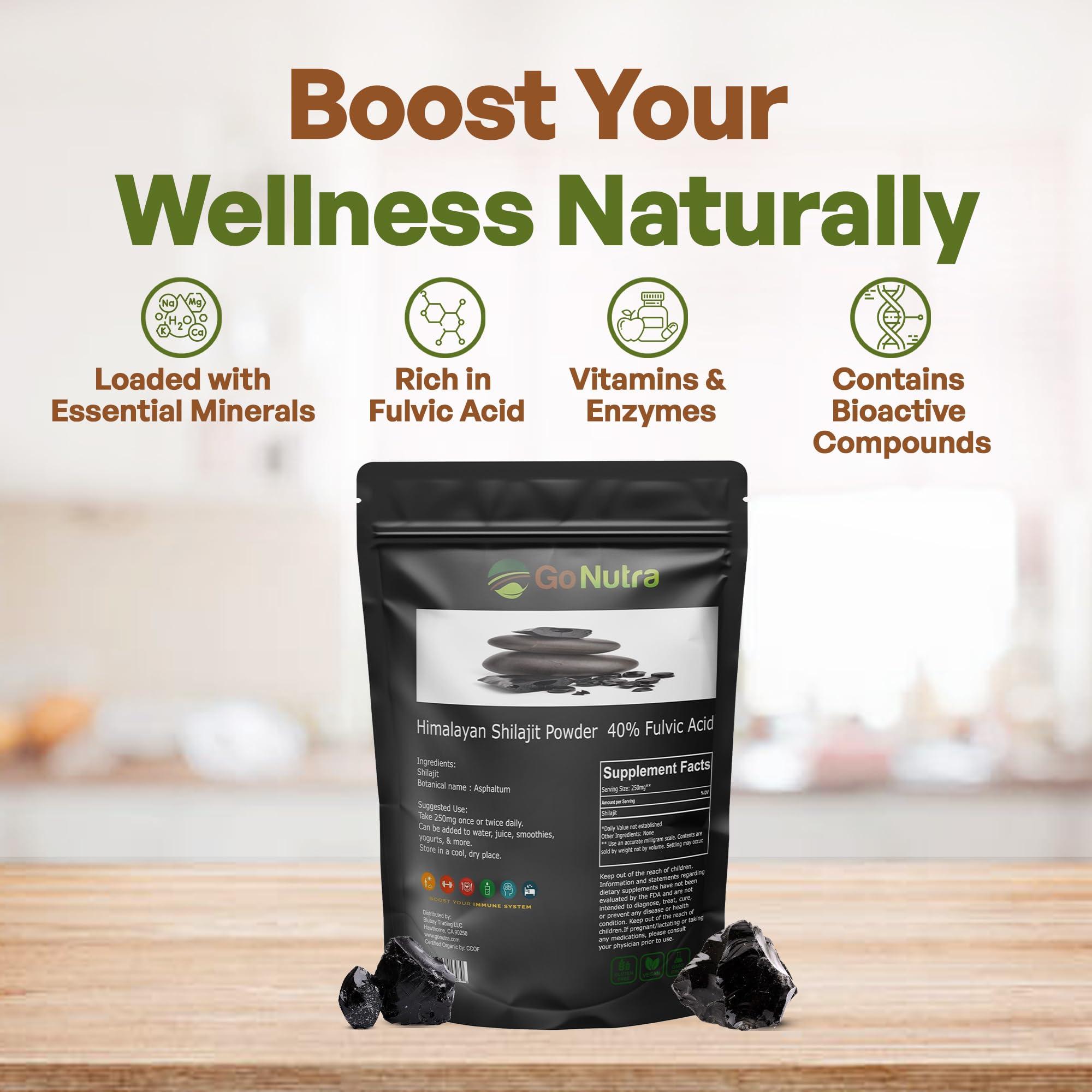 Go Nutra Go Nutra Shilajit Powder Pure Himalayan Shilajit 40% Fulvic Acid Trace Minerals - 4oz.