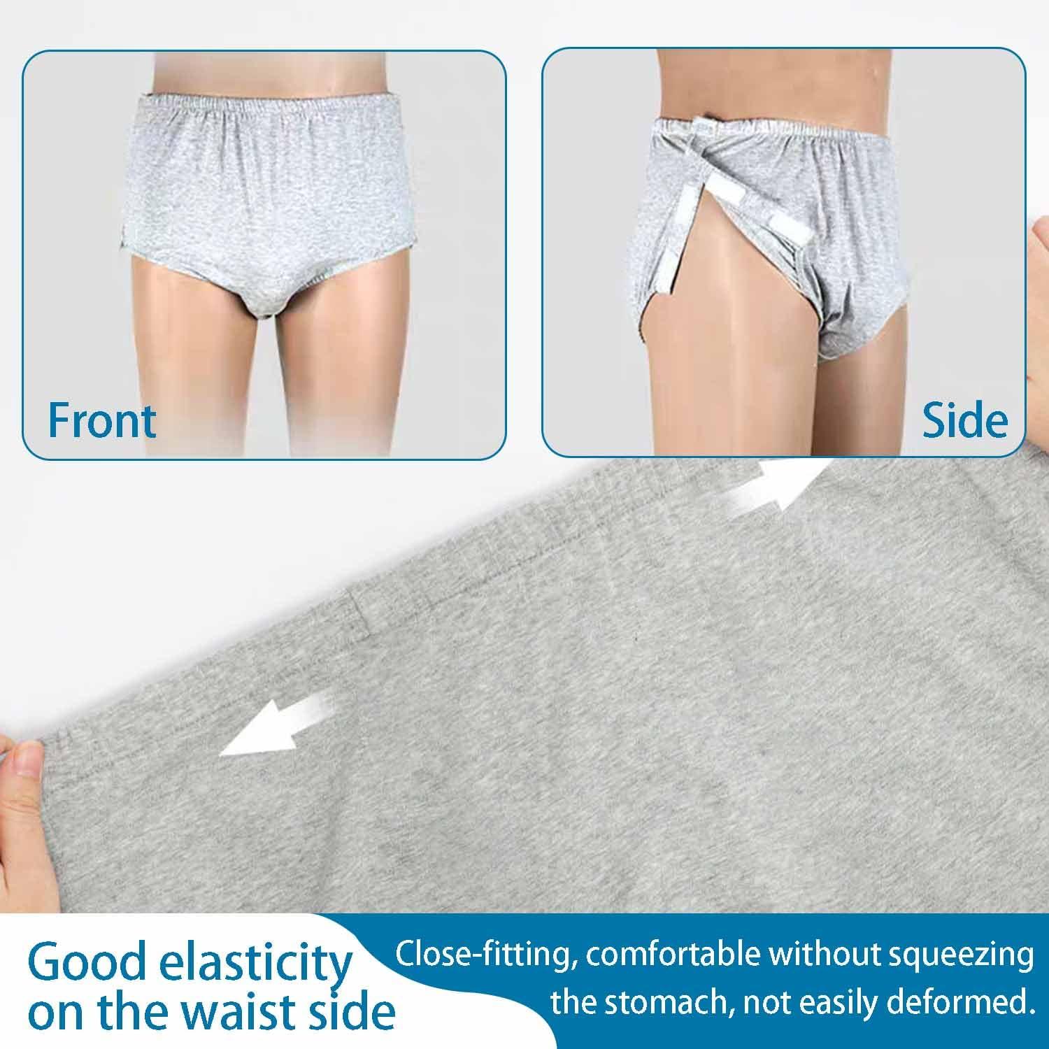 Lmaray 3 Pack Post Surgery Underwear, Adaptive Underwear, Tear Away Underwear, Incontinence Underpants, Reusable Stick-on Briefs