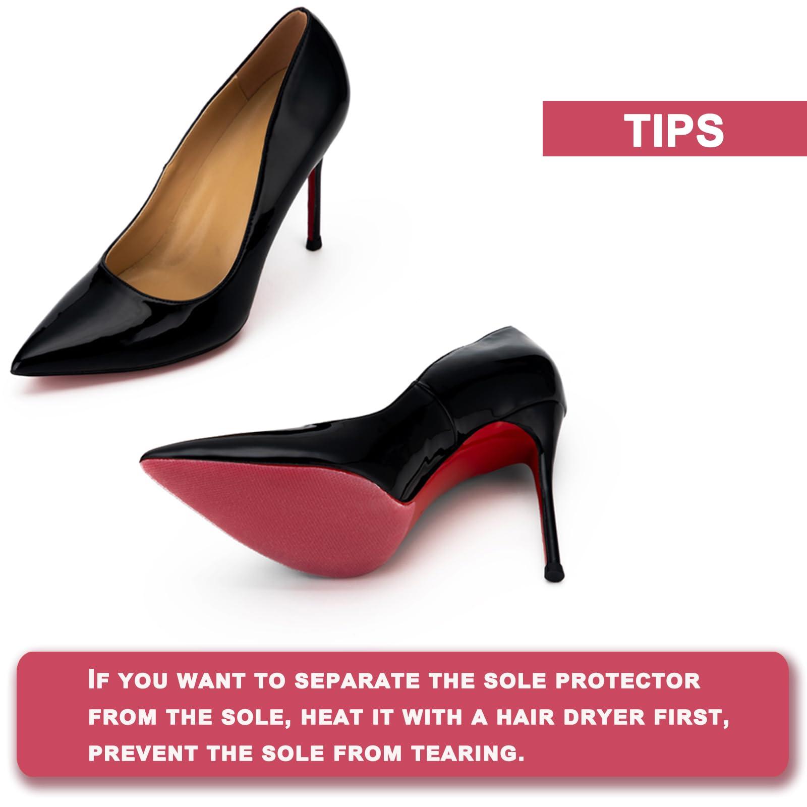 GADEBAO GADEBAO Shoe Sole Protector, 4 Pcs Self Adhesive Shoe Bottom Protector for High Heels, Silicone Anti Slip Shoe Grips on Bottom of Shoes, Sole Guard Non Slip Pads for Shoes (Medium, 6\" by 4\", Clear)