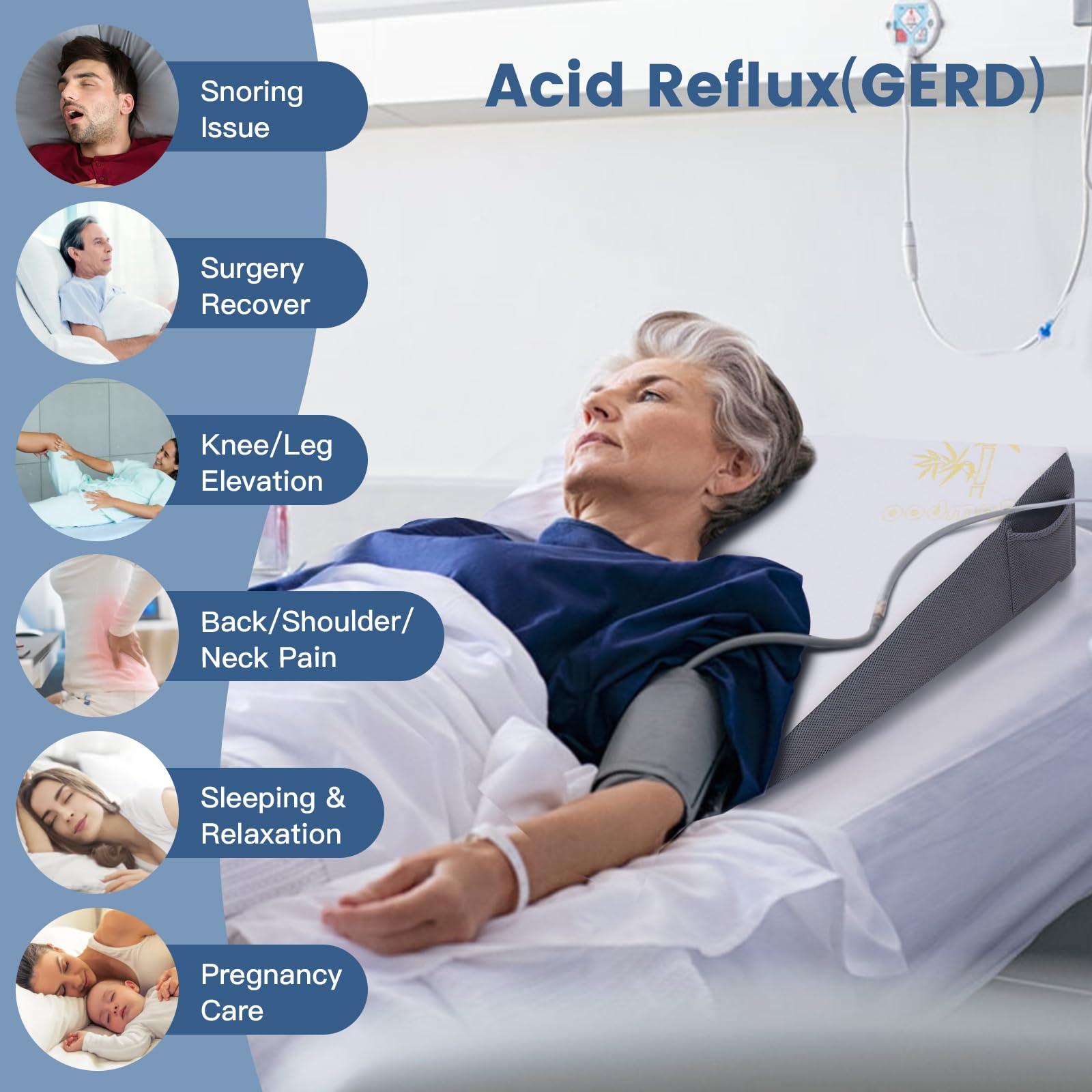 JoliNuit JoliNuit Bed Wedge Pillow for Sleeping, and Resting, Gel Memory Foam Pillow for Back, Knee Pain Relief After Surgery, 7.5 Inch Triangle Elevation Cushion for Acid Reflux,Gerd,Anti Snoring