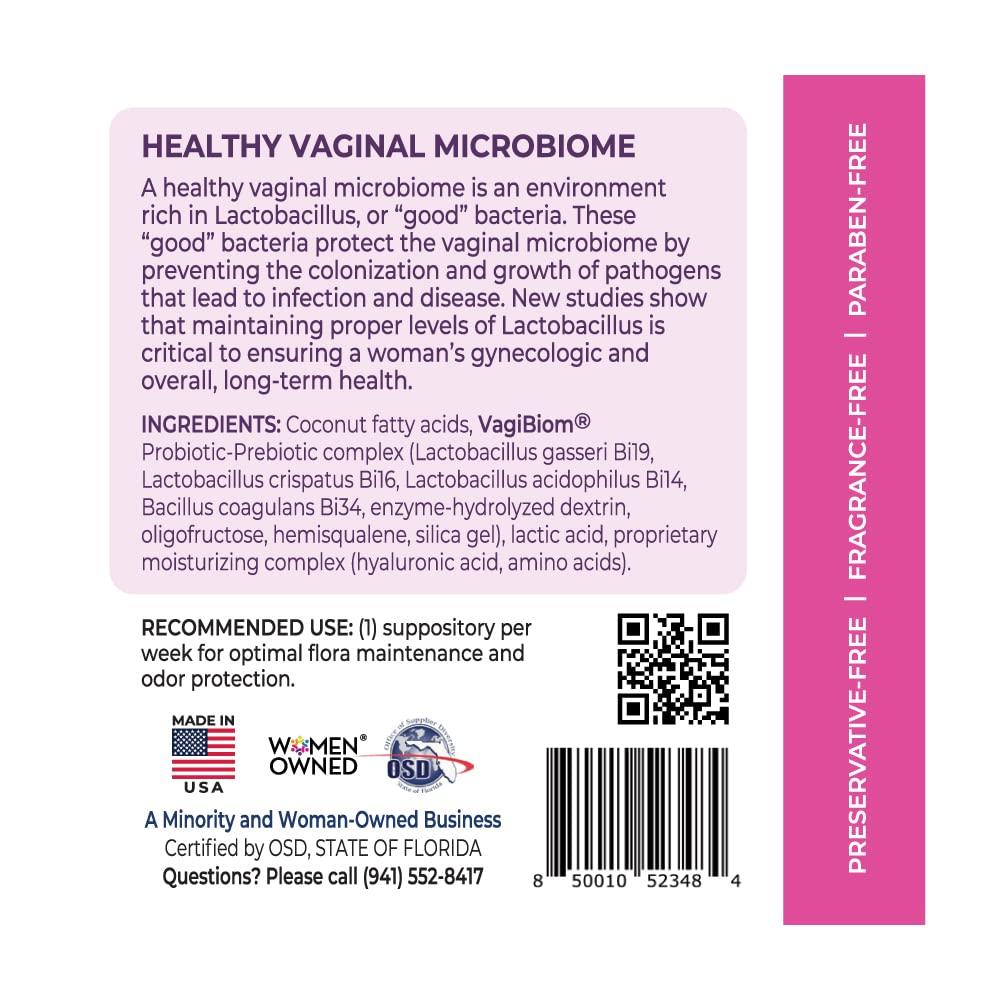 VagiBiom VagiBiom Probioitc Suppository Convenient Travel Pack with 2 Suppositories: Microbiome Flora Balance. Odor Control Regimen; Balance and Nourishes Healthy Flora