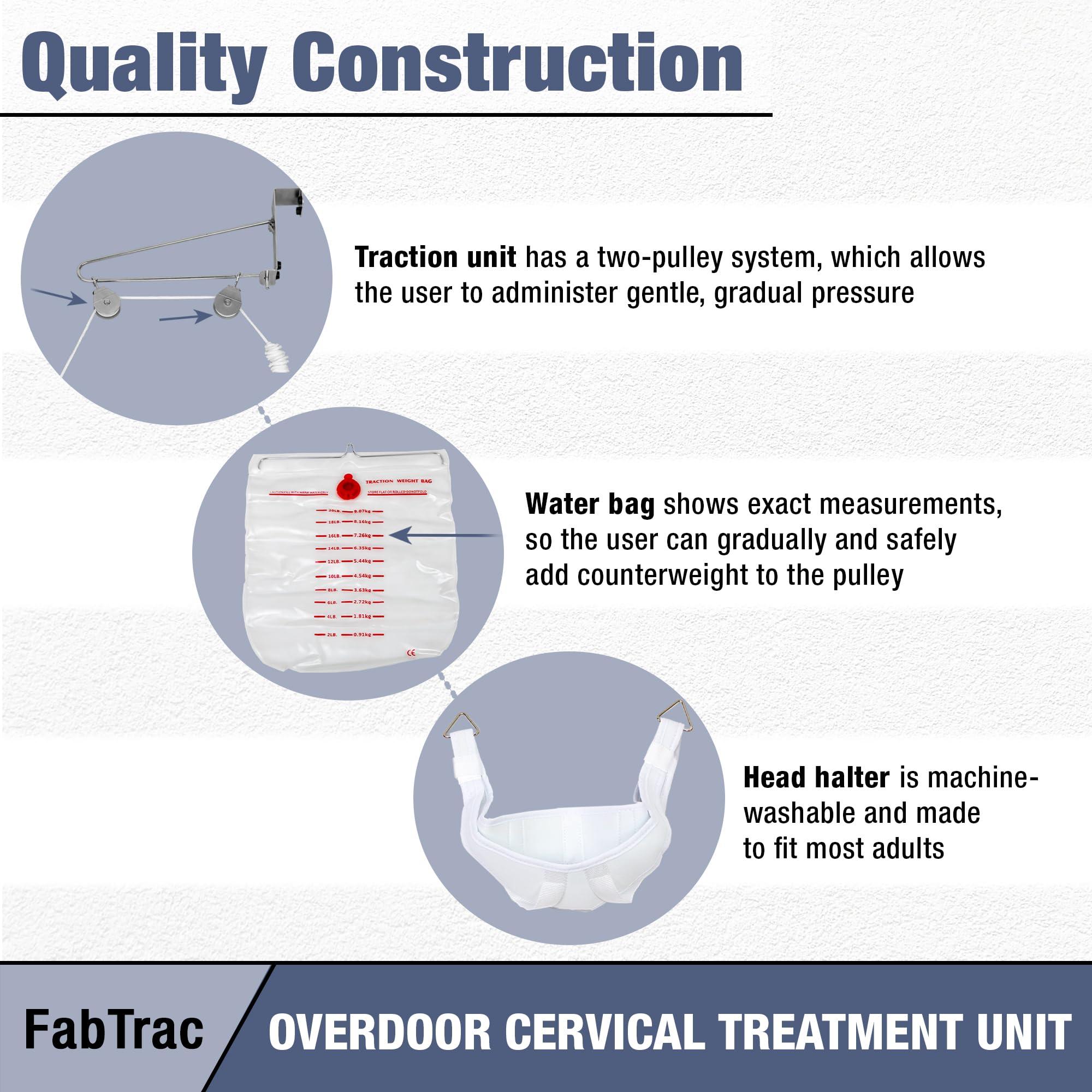 FabTrac FabTrac Over the Door Cervical Neck Traction and Posture Correcting Device with Head Halter, At Home Back and Neck Stretcher for Physical Therapy