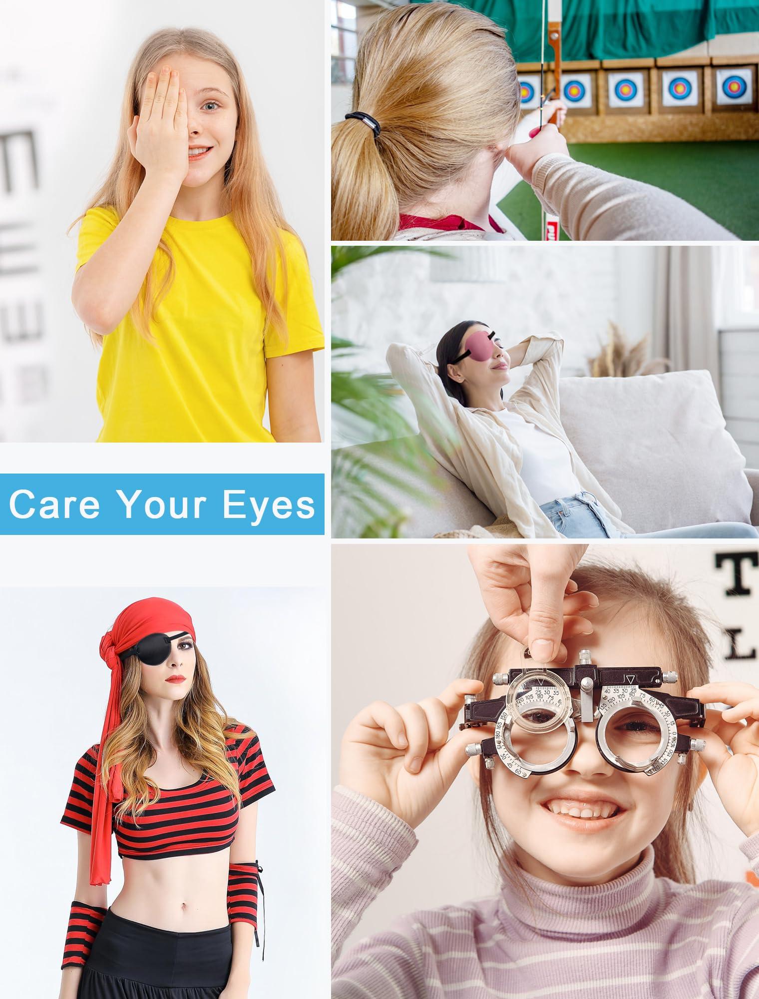 THSIREE THSIREE 2PCS Eye Patch, Medical Eye Patches for Kids and Adults, Soft Amblyopia Lazy Eye Patches for Left or Right Eyes (Black, Green)