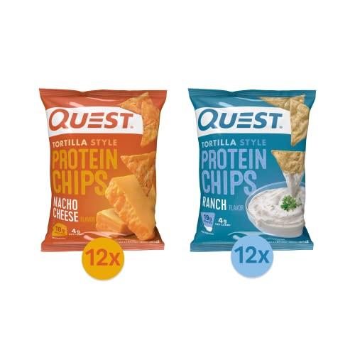Quest Nutrition Quest Nutrition Tortilla Style Protein Chips Bundle, Ranch & Nacho Cheese, Baked, High Protein, Low Carb, Gluten Free, 1.1 oz, 24ct