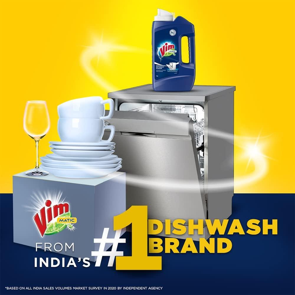 VIM Vim Matic Dishwash Detergent Powder, 1 kg | Suitable For All Dishwashers | With Powerful Enzymes To Cut Through Grease And Tough Stains