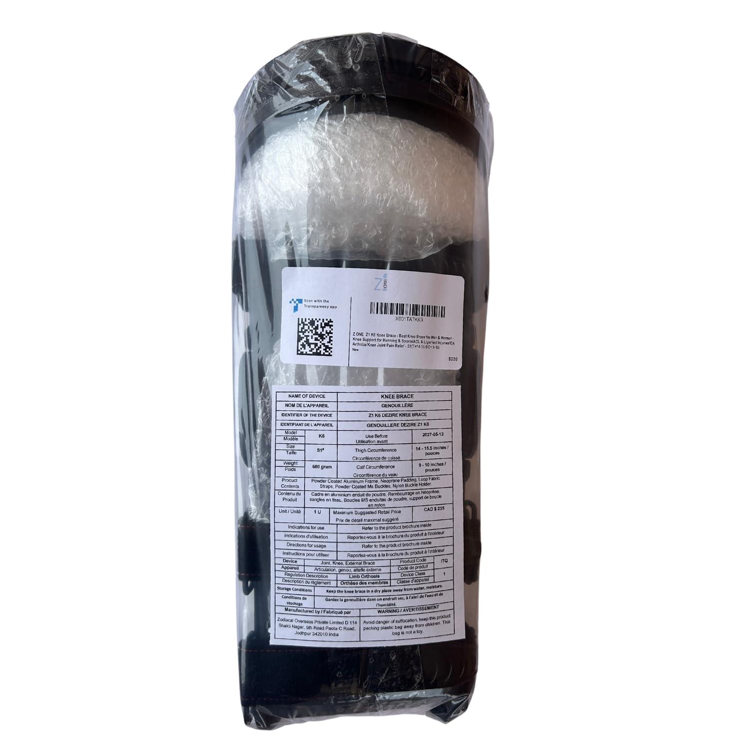 Z ONE Z1 K6 Hinged Unloader Knee Brace - Knee Support for MCL, ACL, PCL, Ligament & Sports Injuries, Mild Osteoarthritis, Meniscus Tear & Knee Joint Pain, Running Best Protection - Men & Women - Size (S1)