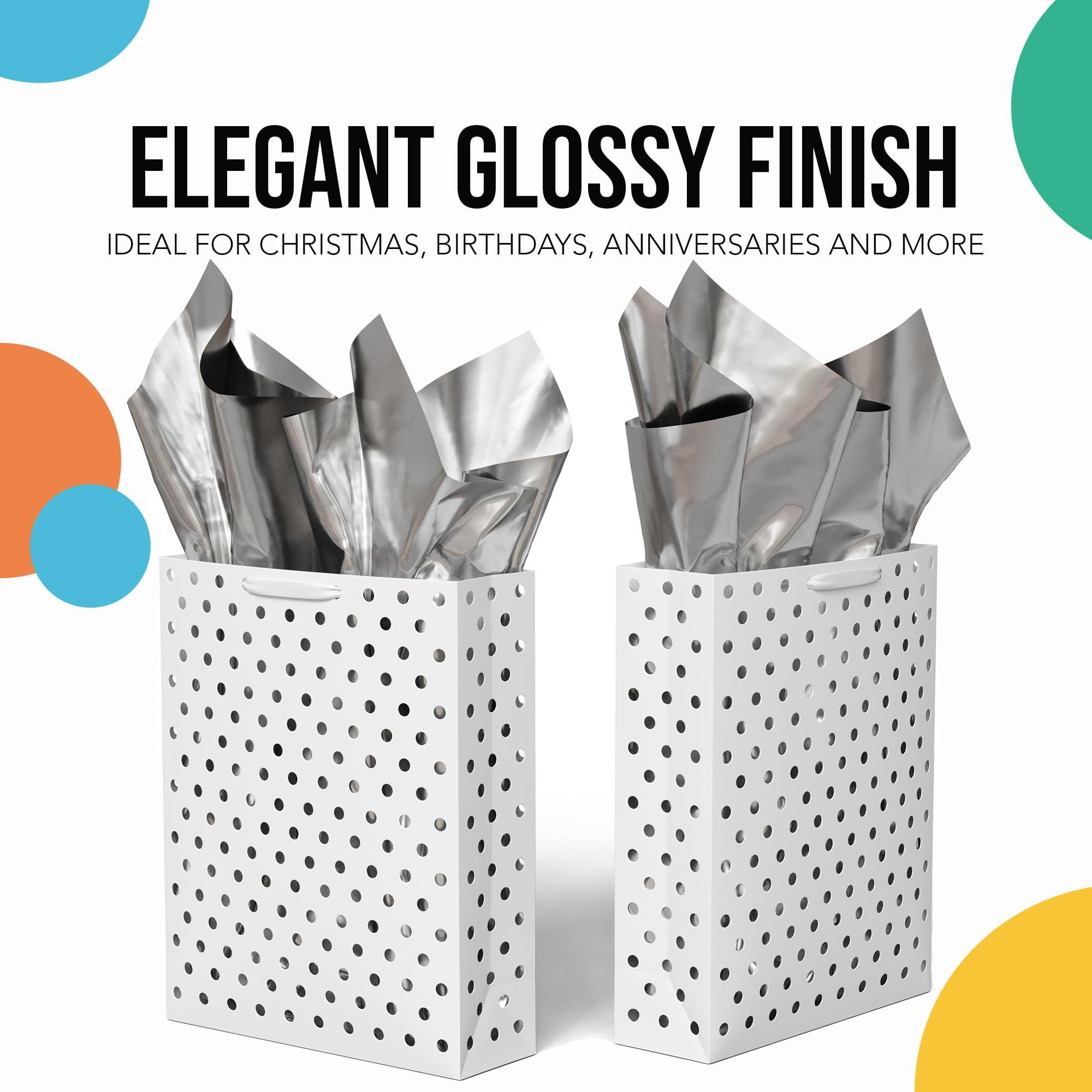 Crown Display Silver Foil Sheets For Gift Wrapping - 100 Sheets 15x20\" - Silver Tissue Paper, Silver Foil Sheets For Crafts, Gift Bag Filler, Gift Basket Wrap, Silver Wrapping Paper, Silver Foil Wrap Crown Displa