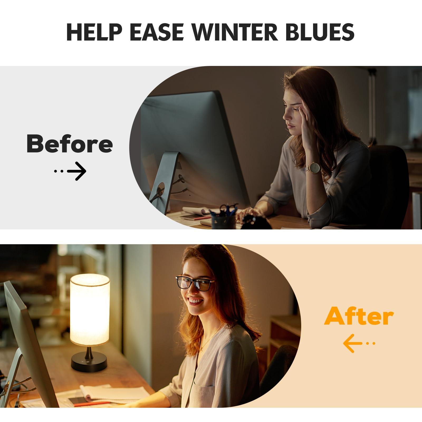 Caromolly Caromolly Light Therapy Lamp, 10000 Lux Lamp with Remote Control, 3 Color Temperature & 4 Brightness Level & Timer, Daylight Lamp for Home, Office, Decoration(Black Base Linen Shade)