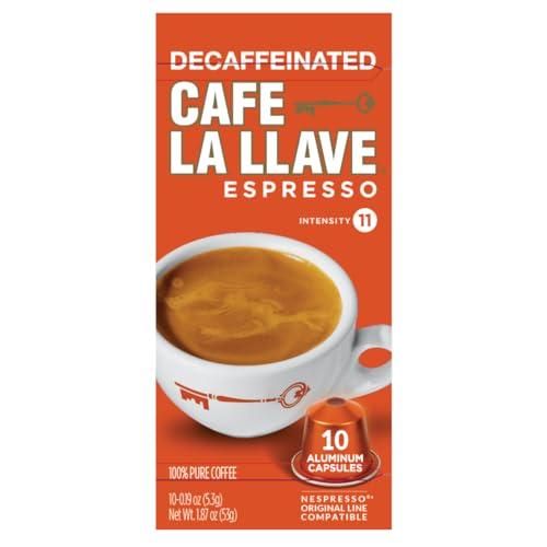Cafe La Llave Cafe La Llave Decaf Espresso Capsules, 40-Count Aluminum Recyclable Pods, Intensity 11, Compatible with Original Nespresso Machines (Pack of 2)