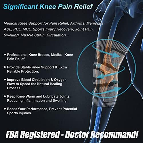 NEENCA NEENCA Knee Brace for Knee Pain Relief, Medical Knee Support with Patella Pad & Side Stabilizers, Compression Knee Sleeve for Meniscus Tear, ACL, Arthritis, Joint Pain, Runner, Sport- FSA/HSA APPROVED